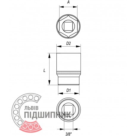 Hexagonal socket 3/8\" inch / 12 mm (YATO) | YT-3807