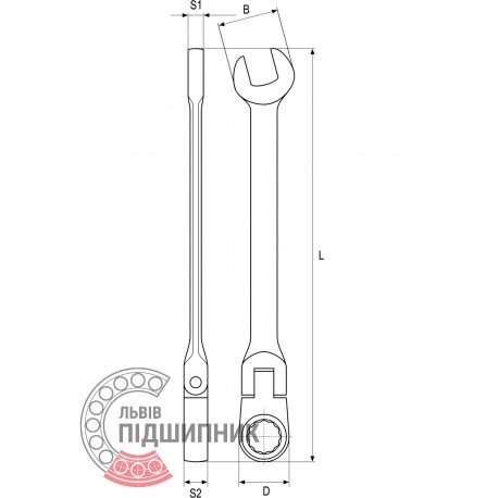 Комбінований ключ з тріскачкою та шарніром 12 мм (YATO) | YT-1678
