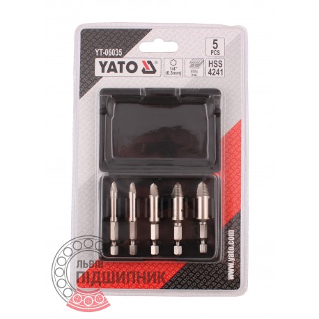 Набор винтовых экстракторов для сломанных винтов 5 шт (YATO) | YT-06035