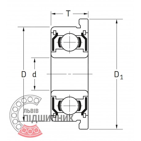 FR4 2RS | F-R4-2RS [EZO] Фланцевий дюймовий закритий кульковий підшипник. Надтонка серія.