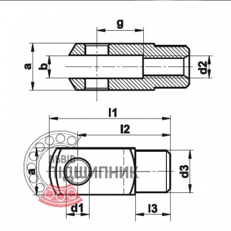 DIN71751-A12x24 - Fork joint with ES-bolt