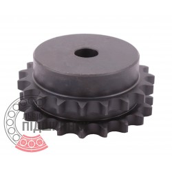 Sprocket Duplex for 08B-2 roller chain, pitch - 12.7mm, Z19 [SKF] with hub for bore fitting