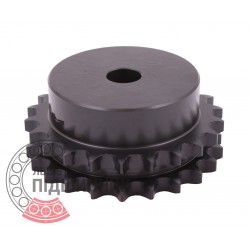 Sprocket Duplex for 08B-2 roller chain, pitch - 12.7mm, Z22 [SKF] with hub for bore fitting