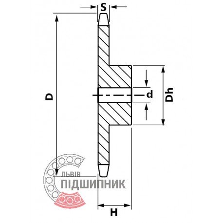 Sprocket Simplex for 10B-1 roller chain, pitch - 15.88mm, Z14 [SKF] with hub for bore fitting