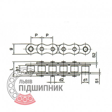 ПР-12.7-9-2 ГОСТ 13568-97 Ланцюг привідний роликовий однорядний, крок - 12.7мм