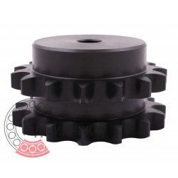 Sprocket Z15 [SKF] for 16B-2 Duplex roller chain, pitch - 25.4mm, with hub for bore fitting