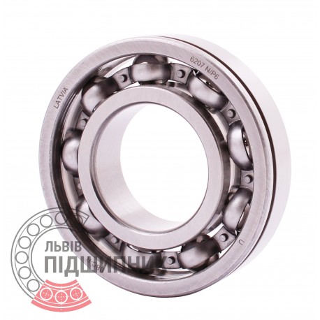 6207 N/P6 [BBC-R Latvia] Open ball bearing with snap ring groove on outer ring