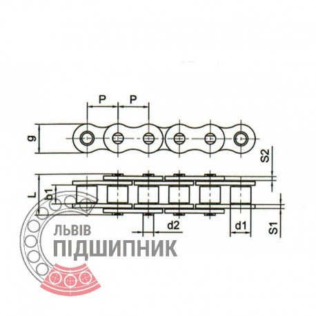 24B-1 [China] Simplex steel roller chain (pitch- 38.1mm)