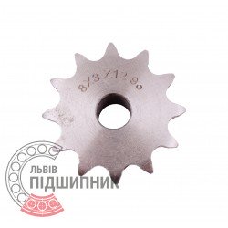 Sprocket Z12 for 05B-1 Simplex roller chain, pitch - 8mm, with hub for bore fitting