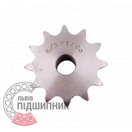 Sprocket Z12 for 05B-1 Simplex roller chain, pitch - 8mm, with hub for bore fitting