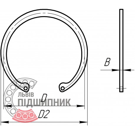 Внутреннее стопорное кольцо в отверстие 45 мм - DIN472