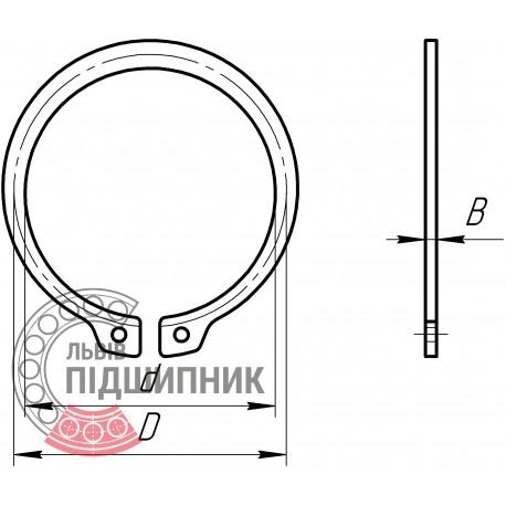 Наружное cтопорное кольцо на вал 60 мм - DIN471
