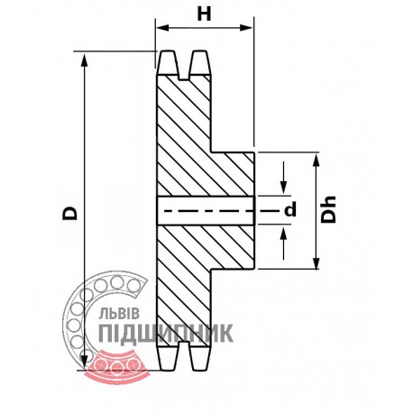 10B-2 Roller chain sprocket T- 12, d-14mm