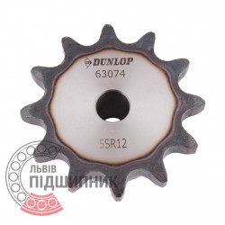 Plain bore roller chain sprocket 10B-1 - pitch 15.875mm, 12 Teath [Dunlop]