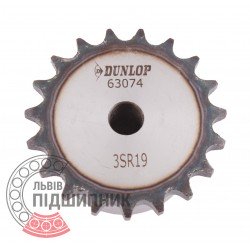 Plain bore roller chain sprocket 06B-1 - pitch 9.525mm, 19 Teath [Dunlop]