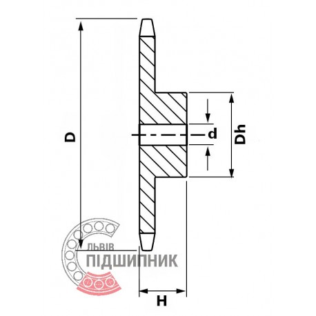 Зірочка Z33 [Dunlop] роликового ланцюга 06B-1 - крок 9.525мм