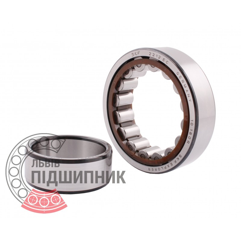 Metric 110mm OD High Capacity 28mm Width 60mm Bore SKF NU 2212 ECP/C3 Cylindrical Roller Bearing Straight Bore Polyamide/Nylon Cage C3 Clearance Removable Inner Ring 